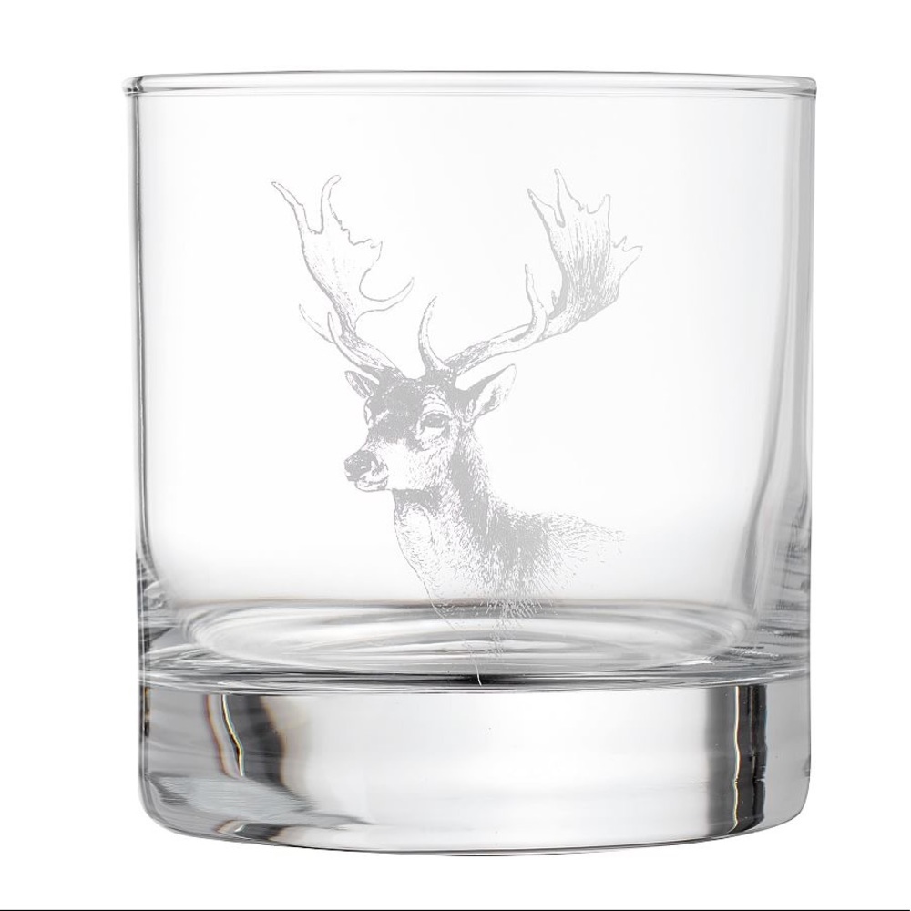 Pottery Barn Wilderness Cabin Stag Double Old Fashioned Glasses - Set Of 4 - Picture 3 of 16